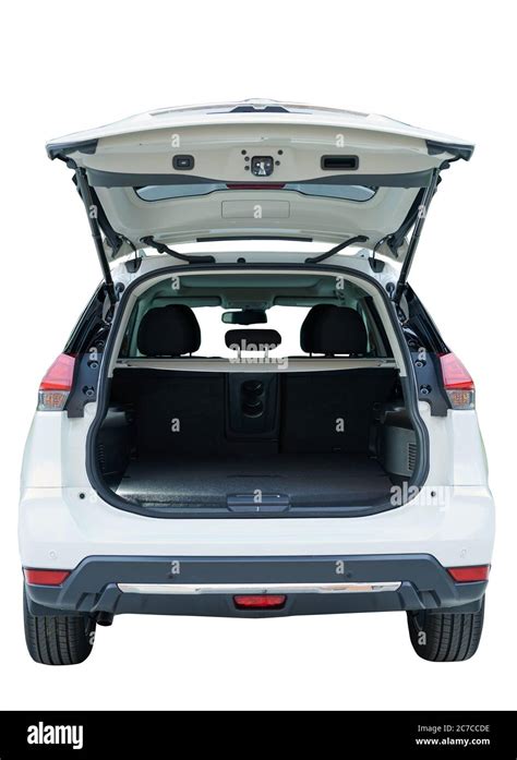 Open White Suv Car Trunk Back View Isolated Stock Photo Alamy