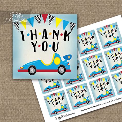 Race Car Birthday Thank You Favor Tags Nifty Printables