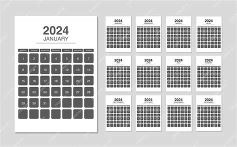 Premium Vector | Editable 2024 calendar template design
