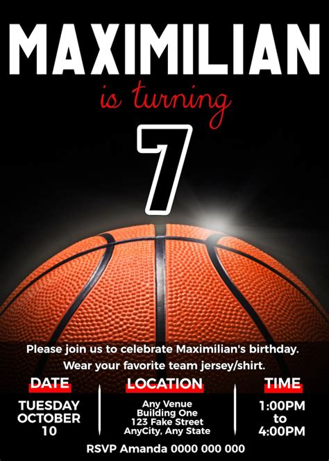 Editable Basketball Birthday Invitation Basketball Invite Etsy