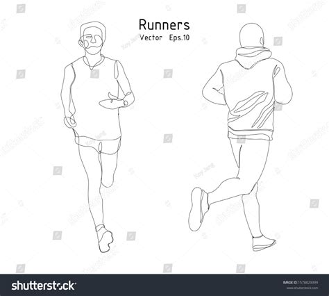 Runners Continuous Line Drawing Vector Illustration Stock Vector