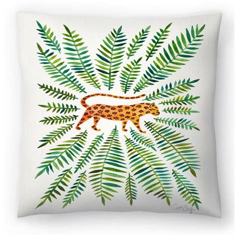 The Twillery Co ® Strickler Cat Coquillette Jaguar Leaves Throw Pillow