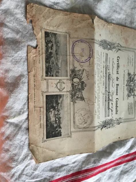 Ancien Certificat De Bonne Conduite E Regiment Dinfanterie