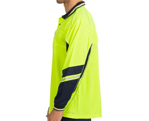 Hard Yakka Mens Koolgear Hi Visibility Two Tone Long Sleeve Polo