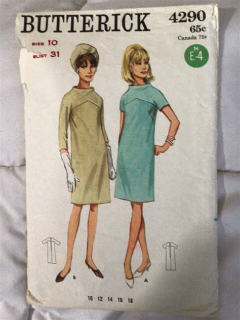 Vintage S Butterick Sewing Pattern Dress Sz