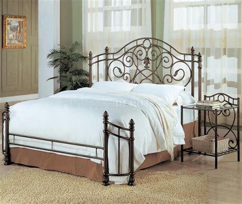 Antique Green Style Finish Metal Bed Woptional Nightstands