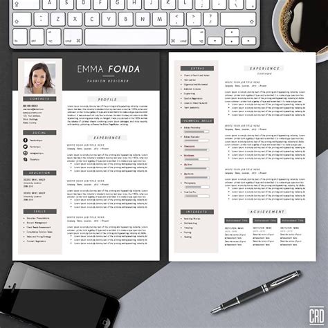 Modern Resume Template With Cover Letter CV Template MS Word Design