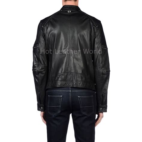 Designer Style Men Leather Biker Jacket Hotleatherworld