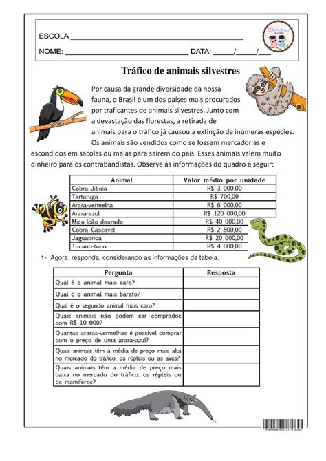 Atividades Sobre Animais Em Extinção 3 Ano - FDPLEARN