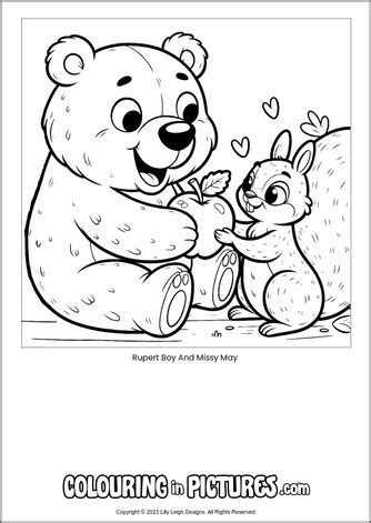 Rupert Boy And Missy May By Colouring In Pictures Free Printable Bear