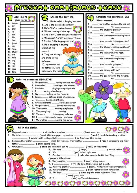 Present Continuous Tense English Esl Worksheets Present Continuous