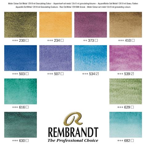 Rembrandt Aquarelverf Luxe Set 12 Tubes Granulating Verfze