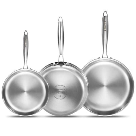 DELARLO Whole Body Tri Ply Stainless Steel Frying Pan Set 8 10 12