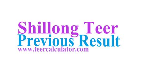 Shillong Teer Previous Result With Fr And Sr Monthly Recordmeghalaya