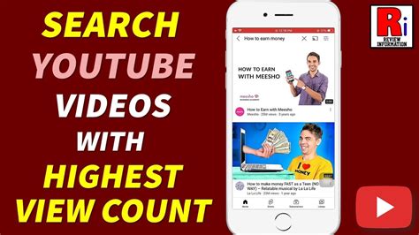 How To Search Youtube Videos With Highest View Count Youtube