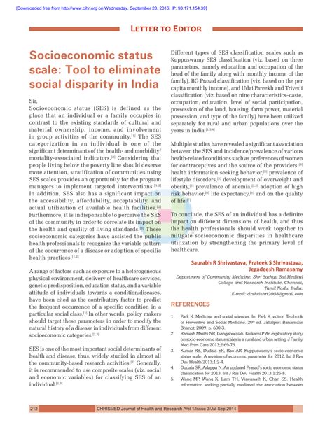 [pdf] Socioeconomic Status Scale Tool To Eliminate Social Disparity In