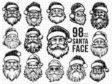 Santa Svg Santa Face Svg Vintage Santa Svg Santa Claus Svg Christmas