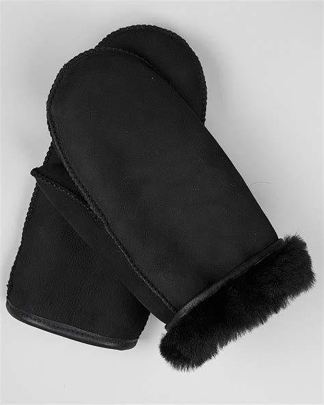 Mens Alaska Shearling Sheepskin Mittens In Black