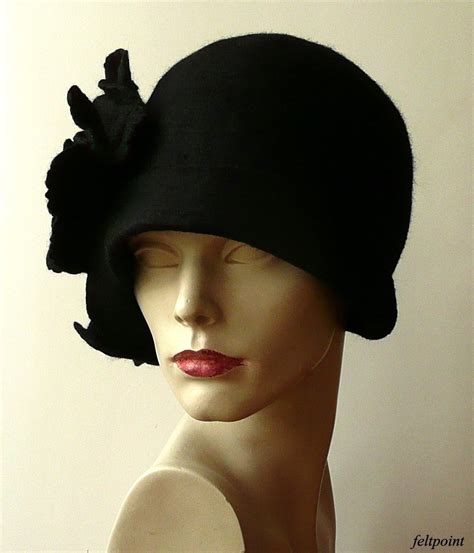 Black Felted Hat Felt Hat Cloche Hat 1920 Hat Art Black Hat | Etsy