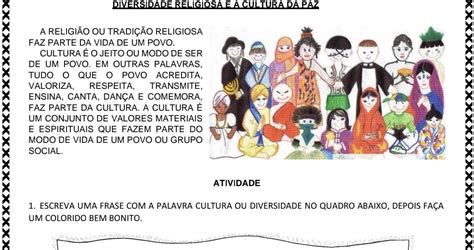 Ensino Religioso Atividade De Ensino Religioso Sobre Diversidade