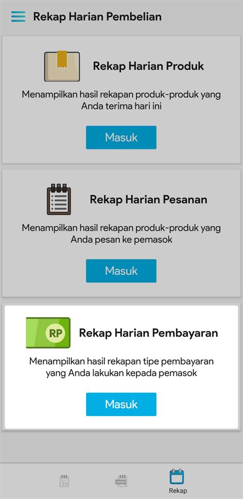 Melihat Rekap Pembayaran Harian Ke Pemasok APS