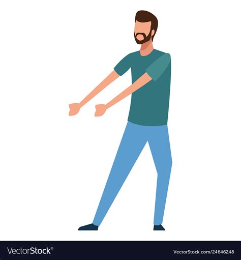 Young man holding something cartoon Royalty Free Vector