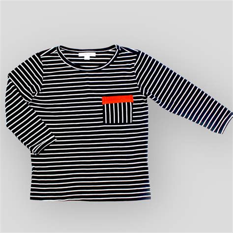 Organic Cotton Knit Black And White Stripe Long Sleeve Shirt For Babie