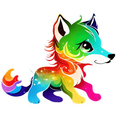 Rainbow Fire Wolf Graphic · Creative Fabrica