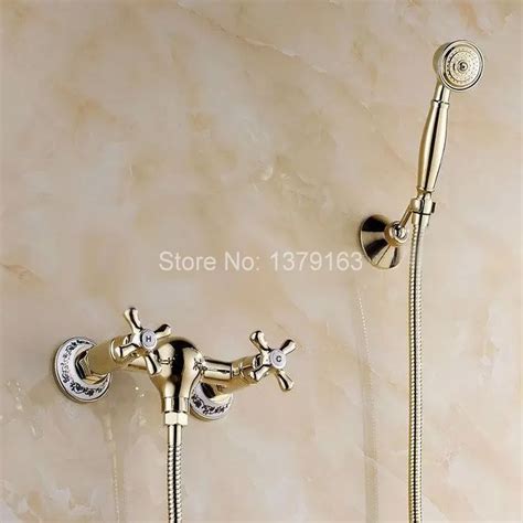 Luxury Gold Polished Brass Double Handle Wall Mounted Bathroom