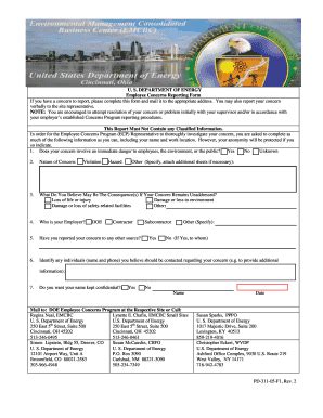 Fillable Online Emcbc Doe Employee Concern Reporting Form U S