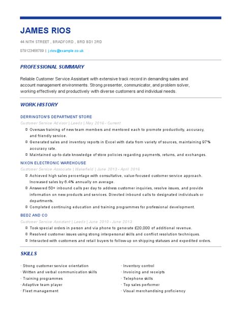 Top Customer Service Advisor Cv Example To Help Get You Hired