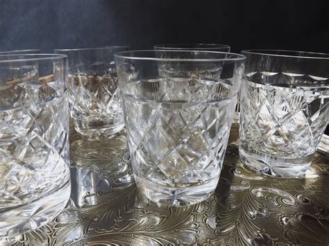 6 Vintage Crystal Whisky Glasses Set Vintage Small Whiskey Tumblers