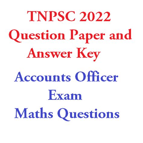 Tnpsc 2022 Question Paper And Answer Key Accounts Officer Exam Maths