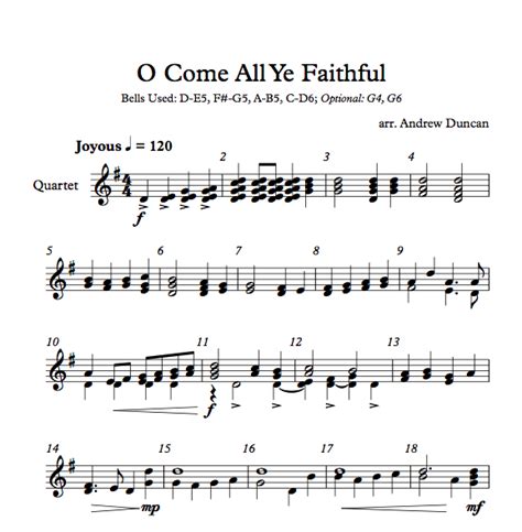 O Come All Ye Faithful Beginning Handbell Quartet — Ring Press Music