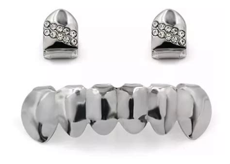 Grillz Dentes Prata Ouro Cravejado Zirc Nia Hip Hop Mc Trap