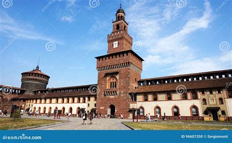 Castello Sforzesco Viewed From Parco Sempione In Milano, Italy ...