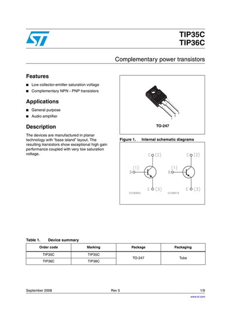 Original Transistor Pnp Tip C Tip To A V New St Pdf