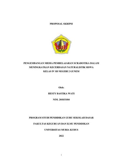 PROPOSAL SKRIPSI PENGEMBANGAN MEDIA PEMBELAJARAN SCRABOTIKA DALAM