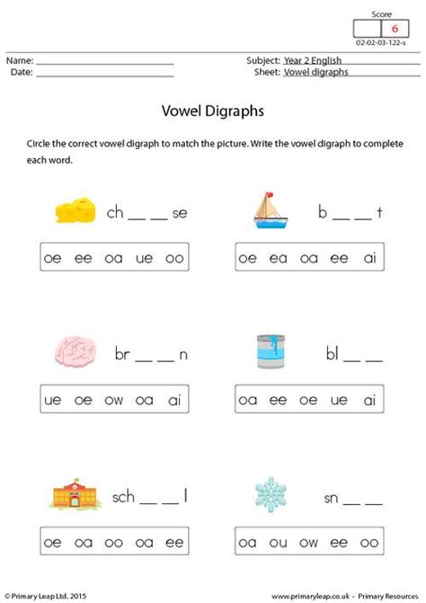 Long Vowel Digraphs Worksheet