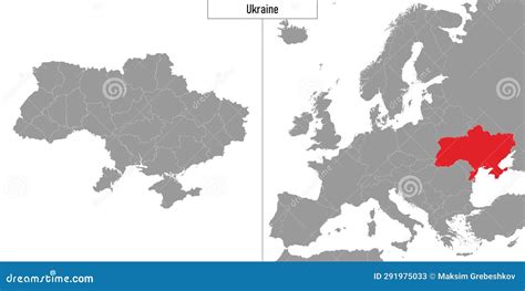 Map of Ukraine and Location on Europe Map Stock Vector - Illustration ...