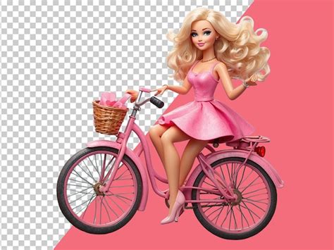 La Linda Barbie Montando Una Bicicleta Con Corazones Flotantes