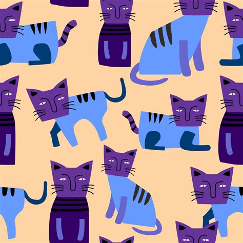 Cute Cats Seamless Pattern 1962391 Vector Art At Vecteezy