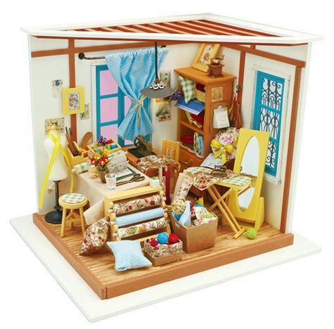 Robotime Tailor S Shop Dg101 Diy Dollhouse Kit T With Furnitures Miniature Doll House Set