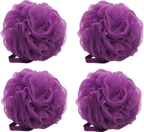 Iboodi 60g Pcs Purple Mesh Bath Sponge Shower Pouf Loofahs