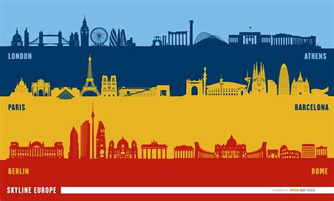 European Landmarks Skyline Vector Download