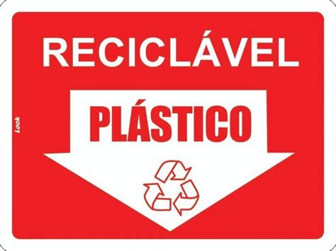 Placa Indicativa Material Recicl Vel Pl Stico Coleta X Cm