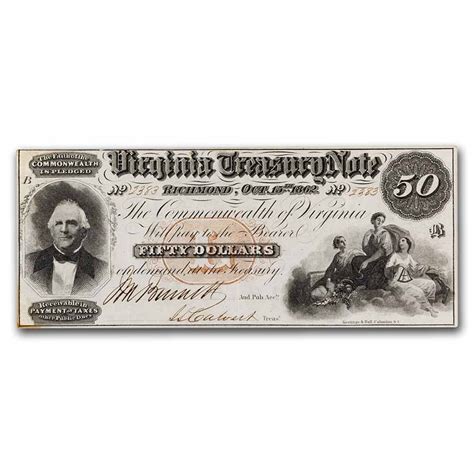 Buy 1862 Virginia Treasury Note 5000 Vf Apmex