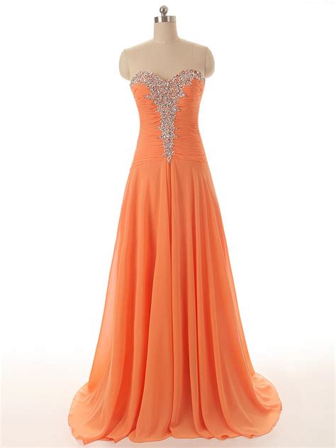 Pretty Orange Sweetheart Prom Dressesprom Dressformal Dress Chiffon Prom Dresslong Dress For