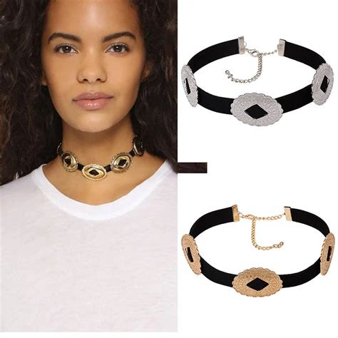 Fashion Pu Leather Metal Chokers Necklace For Women Choker Neck Torques