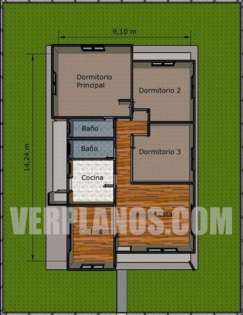 Descargar Plano De Casa De 3 Dormitorios Con Medidas Autocad Casa De